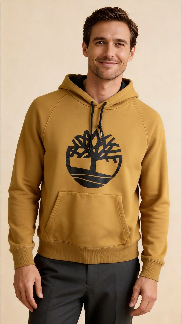 Timberland Wheat Hoodie Big Logo Pullover Streetwear Vintage Workwear Hoodie